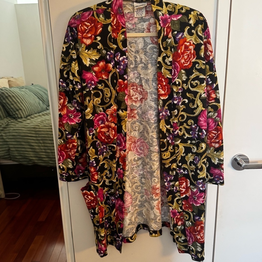Vintage Touche LA Baroque Floral Longline Kimono‎ Blazer | Sz M